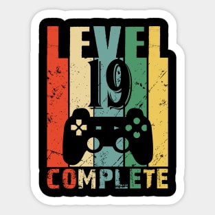 Vintage 19th Wedding Anniversary Level 19 Complete Video Gamer Birthday Gift Ideas Sticker